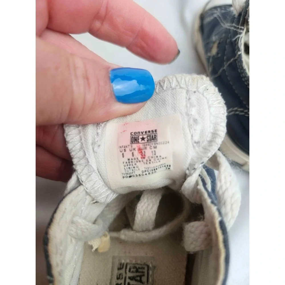 Converse One Star Infant Shoes Size 6 Blue Canvas Sneakers Toddler Low Top